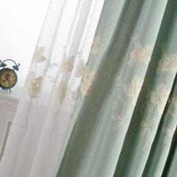 Puuvillaiset Pellavaiset Pimennysverhot, Kirjailtuja Pohjoismaisia Kukkia