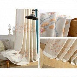 Pohjoismainen Pimennysverho Mittatilaustyönä Tehty Verho Puuvillainen Plum Blossom -Kirjailtu