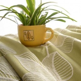 Puuvillainen Pellavainen Pimennysverho Mittatilaustyönä Tehty Verho, Pohjoismainen Lehtikirjailtu Olohuoneeseen, Makuuhuoneeseen