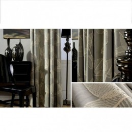 Puuvillainen Pellavainen Pimennysverho Mittatilaustyönä Tehty Verho, Pohjoismainen Lehtikirjailtu Olohuoneeseen, Makuuhuoneeseen