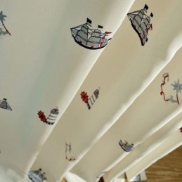 Lasten Puuvillainen Pimennysverho Mittatilaustyönä Tehty Verho Purjehdus Majakka Kirjailtu