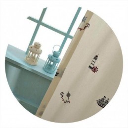 Lasten Puuvillainen Pimennysverho Mittatilaustyönä Tehty Verho Purjehdus Majakka Kirjailtu