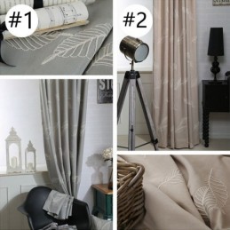 Puuvillainen Pimennysverho Mittatilaustyönä Tehty Verho, Pohjoismainen Lehtikirjailtu, Olohuoneeseen, Makuuhuoneeseen