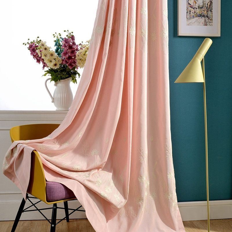 Puuvillainen Pimennysverho Mittatilaustyönä Tehty Verho, Pohjoismainen Kasvikuvio, Kirjailtu Olohuoneeseen, Makuuhuoneeseen