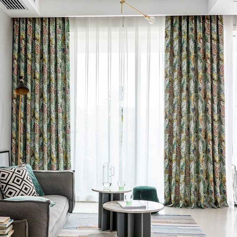 Mittatilaustyönä Tehty Verho, Öljymaalatut Lehdet, Amerikkalaistyyliset Pimennysverhot