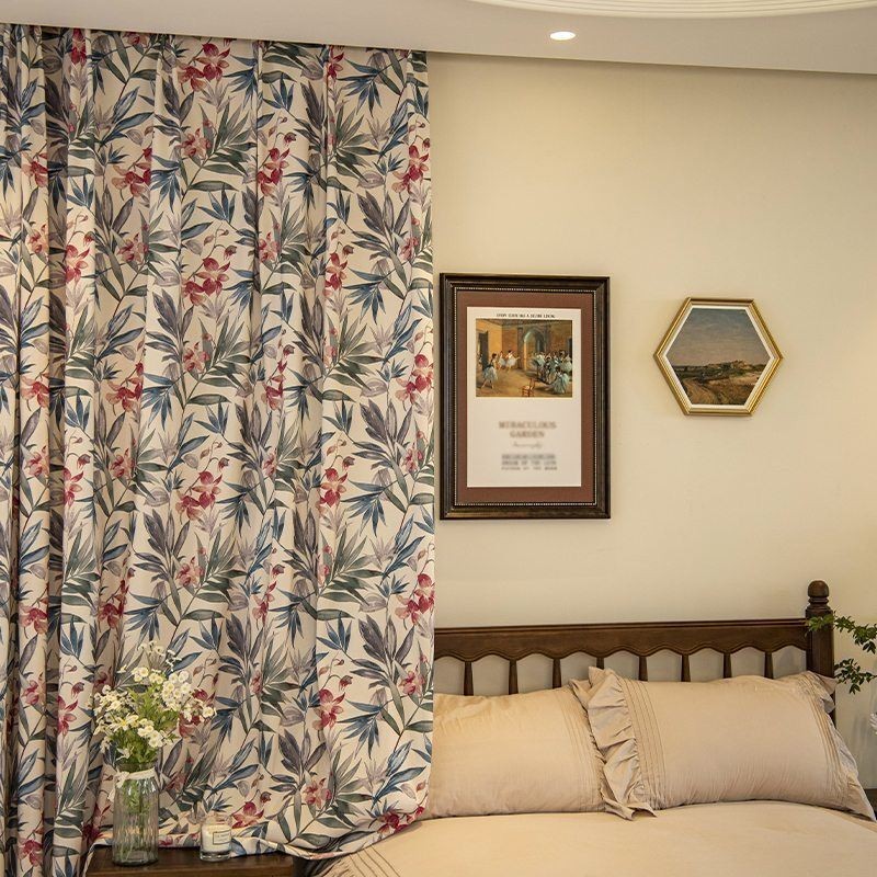 Mittatilaustyönä Valmistettu Amerikkalainen Polypuuvillaverho, Kasveilla Painetut Pimennysverhot