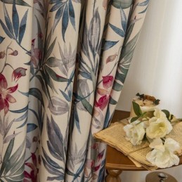 Mittatilaustyönä Valmistettu Amerikkalainen Polypuuvillaverho, Kasveilla Painetut Pimennysverhot