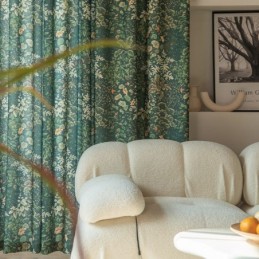 Mittatilaustyönä Valmistettu Amerikkalainen Puuvillapolyesterverho, Kasveilla Painetut Puolipimennysverhot