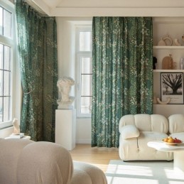 Mittatilaustyönä Valmistettu Amerikkalainen Puuvillapolyesterverho, Kasveilla Painetut Puolipimennysverhot