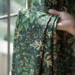 Mittatilaustyönä Valmistettu Amerikkalainen Puuvillapolyesterverho, Kasveilla Painetut Puolipimennysverhot