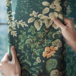 Mittatilaustyönä Valmistettu Amerikkalainen Puuvillapolyesterverho, Kasveilla Painetut Puolipimennysverhot