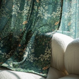 Mittatilaustyönä Valmistettu Amerikkalainen Puuvillapolyesterverho, Kasveilla Painetut Puolipimennysverhot