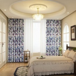 Mittatilaustyönä Tehty Verho, Kukkakuvioinen, Amerikkalaistyylinen, Puolipimennysverhot