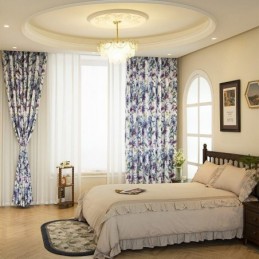 Mittatilaustyönä Tehty Verho, Kukkakuvioinen, Amerikkalaistyylinen, Puolipimennysverhot