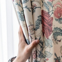 Mittatilaustyönä Valmistettu Puuvillapolyesterverho, Amerikkalaiskukakuvioinen Pimennysverho