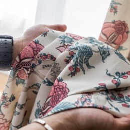 Mittatilaustyönä Valmistettu Puuvillapolyesterverho, Amerikkalaiskukakuvioinen Pimennysverho