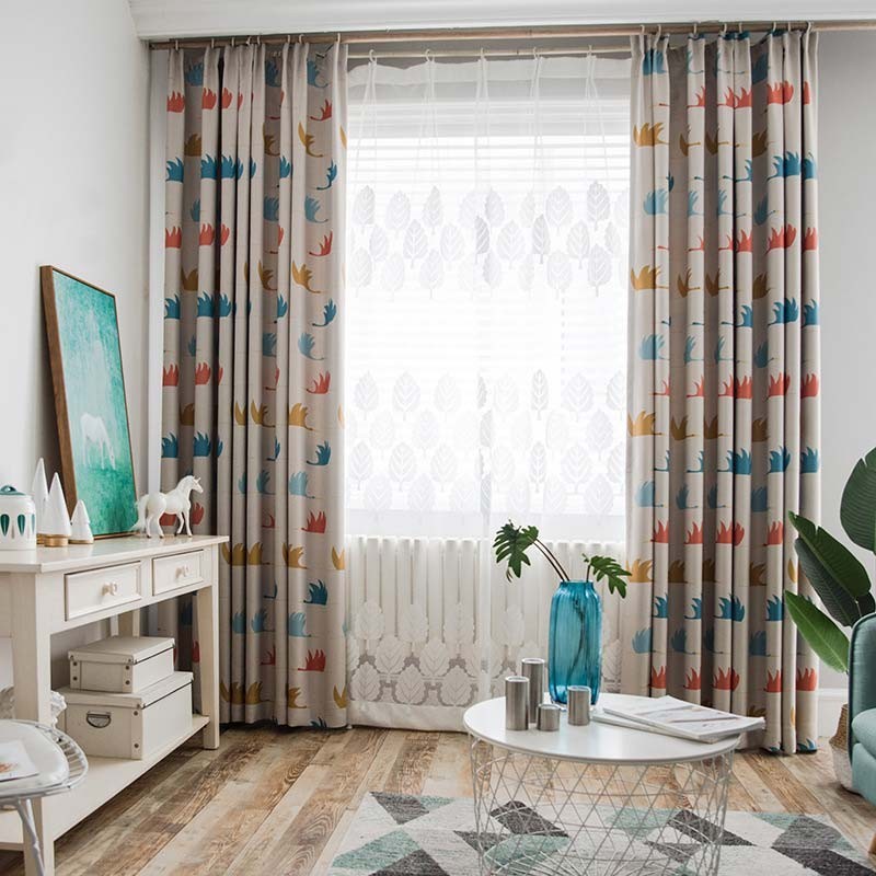 Yksinkertainen Sarjakuvaverho Mittatilaustyönä Tehty Verho Söpö Villihanhikuvioinen Lastenhuoneen Kangas