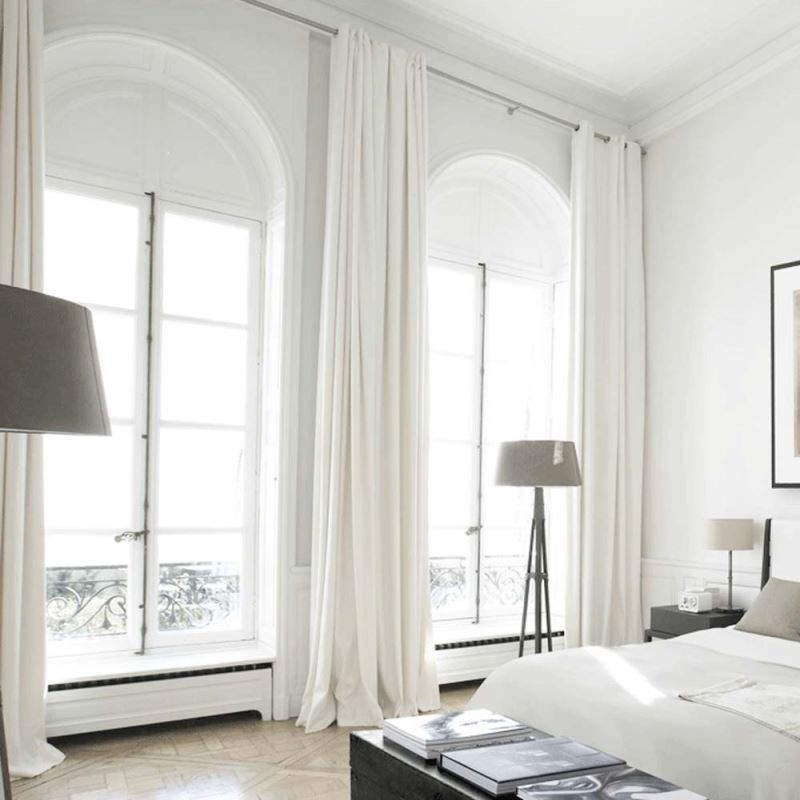 Yksinkertainen Puolipimennysverho Mittatilaustyönä, Valkoinen Yksivärinen Olohuoneen Verho