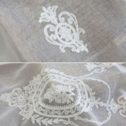 Hengittävä, Läpikuultava Verho, Mittatilaustyönä Tehty, Valkoinen, Kaikki Yhteensopivuus, Kirjonta, Olohuone