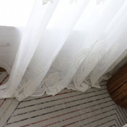 Hengittävä, Läpikuultava Verho, Mittatilaustyönä Tehty, Valkoinen, Kaikki Yhteensopivuus, Kirjonta, Olohuone