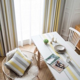 Pohjoismainen Moderni Jacquard-Verho Mittatilaustyönä Tehty Verho, Kontrastiraidat, Olohuone, Makuuhuone, Työhuone, Kangas