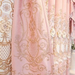 Chenille-Pimennysverho, Mittatilaustyönä Tehty, Eurooppalaistyylinen Kukkakirjonta Olohuoneeseen, Makuuhuoneeseen