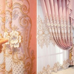 Chenille-Pimennysverho, Mittatilaustyönä Tehty, Eurooppalaistyylinen Kukkakirjonta Olohuoneeseen, Makuuhuoneeseen