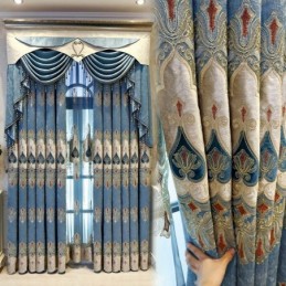 Chenille-Pimennysverho, Mittatilaustyönä Tehty Verho, Eurooppalainen Kukkakirjonta, Olohuoneeseen, Makuuhuoneeseen