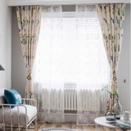 Luova Kaktuskuvioinen Verho Mittatilaustyönä, Kromaattinen, Puolipimennysverho, Olohuoneen, Makuuhuoneen, Lasten Kangas