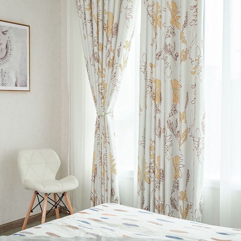 Pohjoismaiset Kuviolliset Lehdet -Pimennysverho Mittatilaustyönä Olohuoneeseen Ja Makuuhuoneeseen