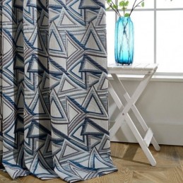 Pellavainen Pimennysverho Mittatilaustyönä Pohjoismainen Geometrinen Jacquard-Kuvio Olohuoneeseen Makuuhuoneeseen