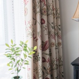 Pohjoismainen Puuvillapellavainen Pimennysverho Mittatilaustyönä, Kasvikuvioinen Olohuoneeseen, Makuuhuoneeseen