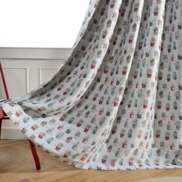 Pohjoismainen Pimennysverho Mittatilaustyönä Tehty Ruukkukasvikuvioinen Verho Olohuoneeseen Ja Makuuhuoneeseen