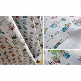 Pohjoismainen Pimennysverho Mittatilaustyönä Tehty Ruukkukasvikuvioinen Verho Olohuoneeseen Ja Makuuhuoneeseen