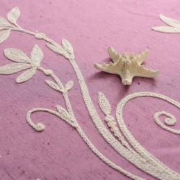 Pohjoismainen Tuulenpimennysverho, Mittatilaustyönä Tehty, Kasvikirjailtu Puuvilla-Pellavaverho