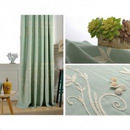 Pohjoismainen Tuulenpimennysverho, Mittatilaustyönä Tehty, Kasvikirjailtu Puuvilla-Pellavaverho