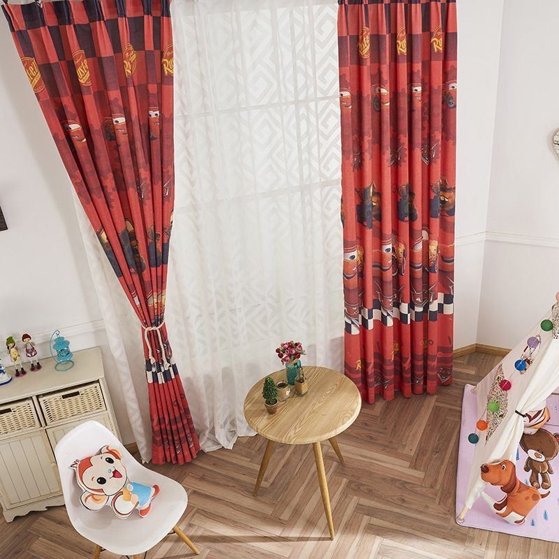 Puuvillaiset Pimennysverhot Lasten Tyyliin Sarjakuvaautokuviolla