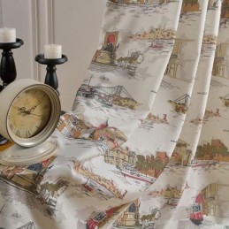 Pohjoismaiset Pellavaiset Pimennysverhot Urbaaniin Kuvioon Olohuoneeseen Ja Makuuhuoneeseen