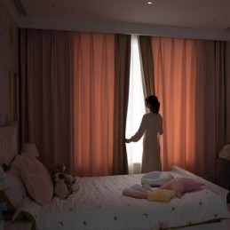 Moderni Ompeluverho Mittatilaustyönä, Pimentävä Kukonaskelkuvioinen Verho Olohuoneeseen Ja Makuuhuoneeseen