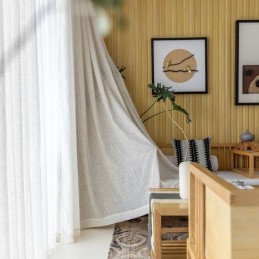 Raidalliset Jacquard-Läpikuultavat Verhot, Yksivärinen Voile-Tylli, Olohuoneeseen