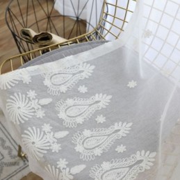 Hengittävä, Läpikuultava Verho, Mittatilaustyönä Tehty, Valkoinen, Kaikki Yhteensopivuus, Kirjonta, Olohuone