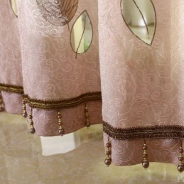 Minimalistinen Voile-Verho Mittatilaustyönä, Verhopaneeli, Virkistävät Lehdet, Jacquard