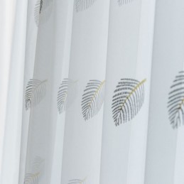 Pohjoismainen Yksinkertainen Läpikuultava Verho Mittatilaustyönä Tehty Verho Maaseudun Lehdet Valkoinen Kirjonta Makuuhuoneen Olohuoneen Kangas