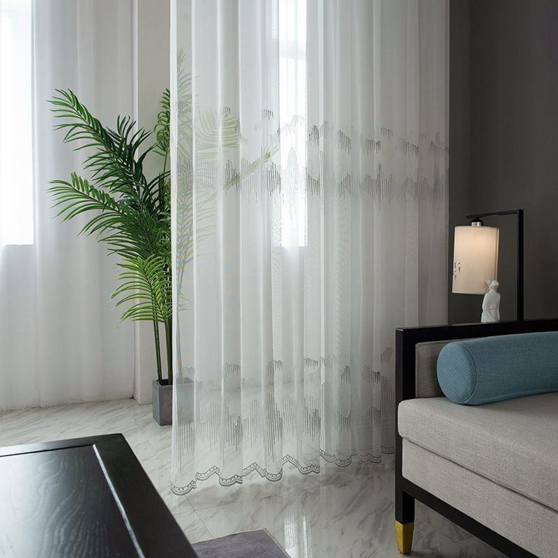 Koristeellinen Läpikuultava Verho Mittatilaustyönä Verholinjalla Kirjailtu Tylliverhot Olohuoneeseen Makuuhuoneeseen