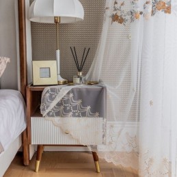 Kukka-Tylliverhot, Valkoinen Voile-Läpikuultava Olohuoneeseen