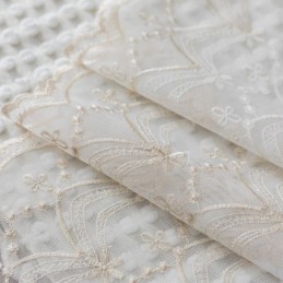 Kukka-Tylliverhot, Valkoinen Voile-Läpikuultava Olohuoneeseen