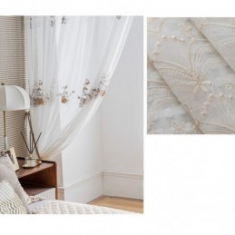 Kukka-Tylliverhot, Valkoinen Voile-Läpikuultava Olohuoneeseen