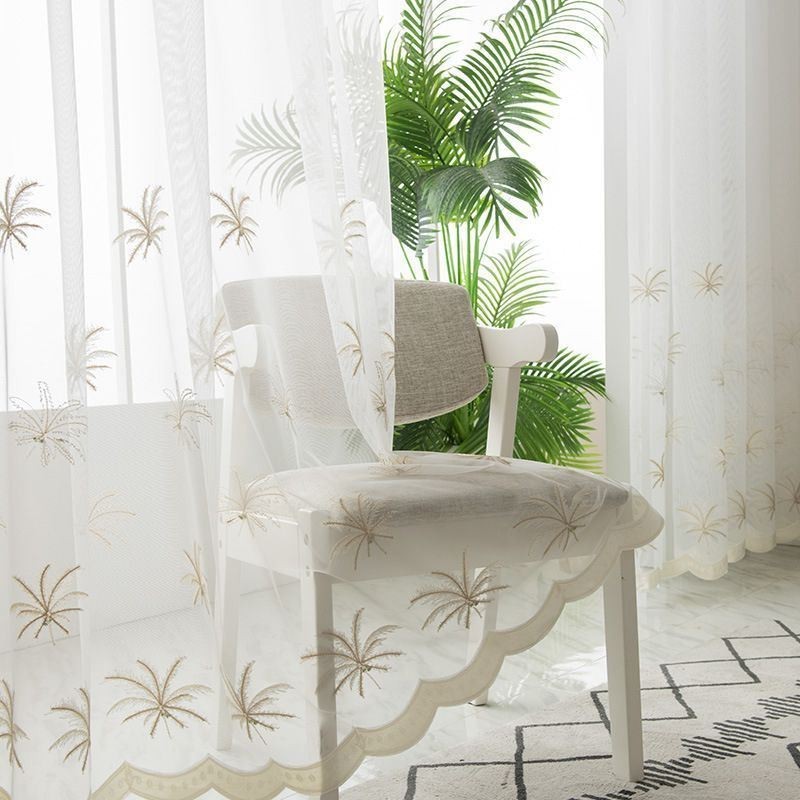 Koristeellinen Läpikuultava Verho Mittatilaustyönä Tehty Verho Kasvikirjailtu Ikkunaverhot Olohuone Makuuhuone