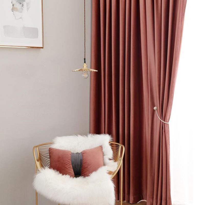 Minimalistinen Punainen Flanelli Pimennysverho Mittatilaustyönä Tehty Verho Yksivärinen Kangas Olohuone Makuuhuone