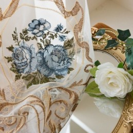 Kukkakuvioinen Ikkunan Läpikuultava Verho Mittatilaustyönä Tehty Verho Kirjailtu Tylli Olohuoneeseen